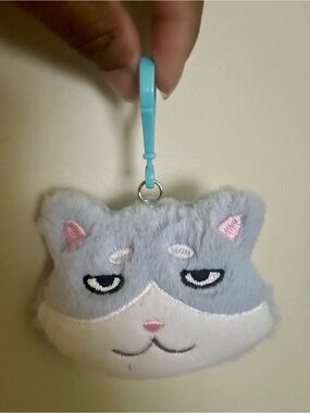 grey cat plush bag charm